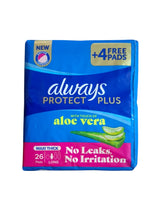 ALWAYS PROTECT PLUS 26 PADS MAXI THICK LONG WITH ALOE VERA